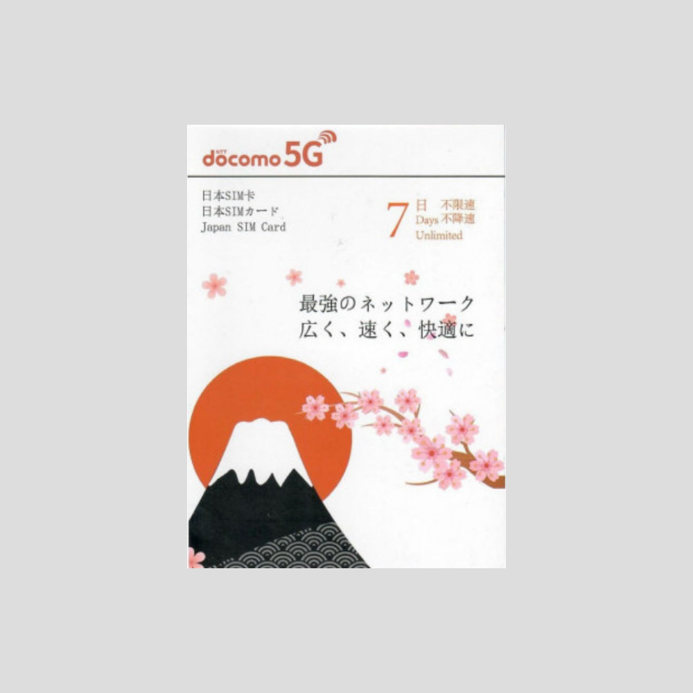 Docomo Japan 5G 5/7/8/10/15 days SIM Card