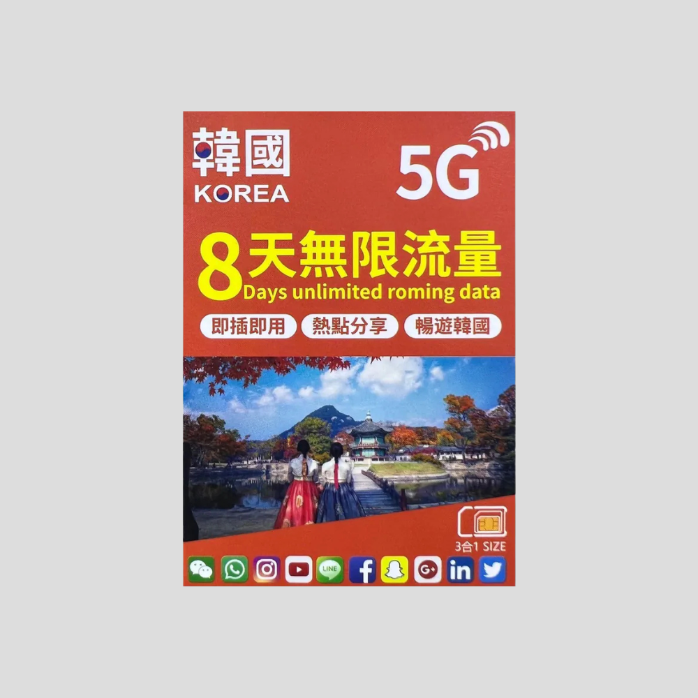 JOYTEL South Korea 5G 4/5/6/7/8/10/15 days Sim Card